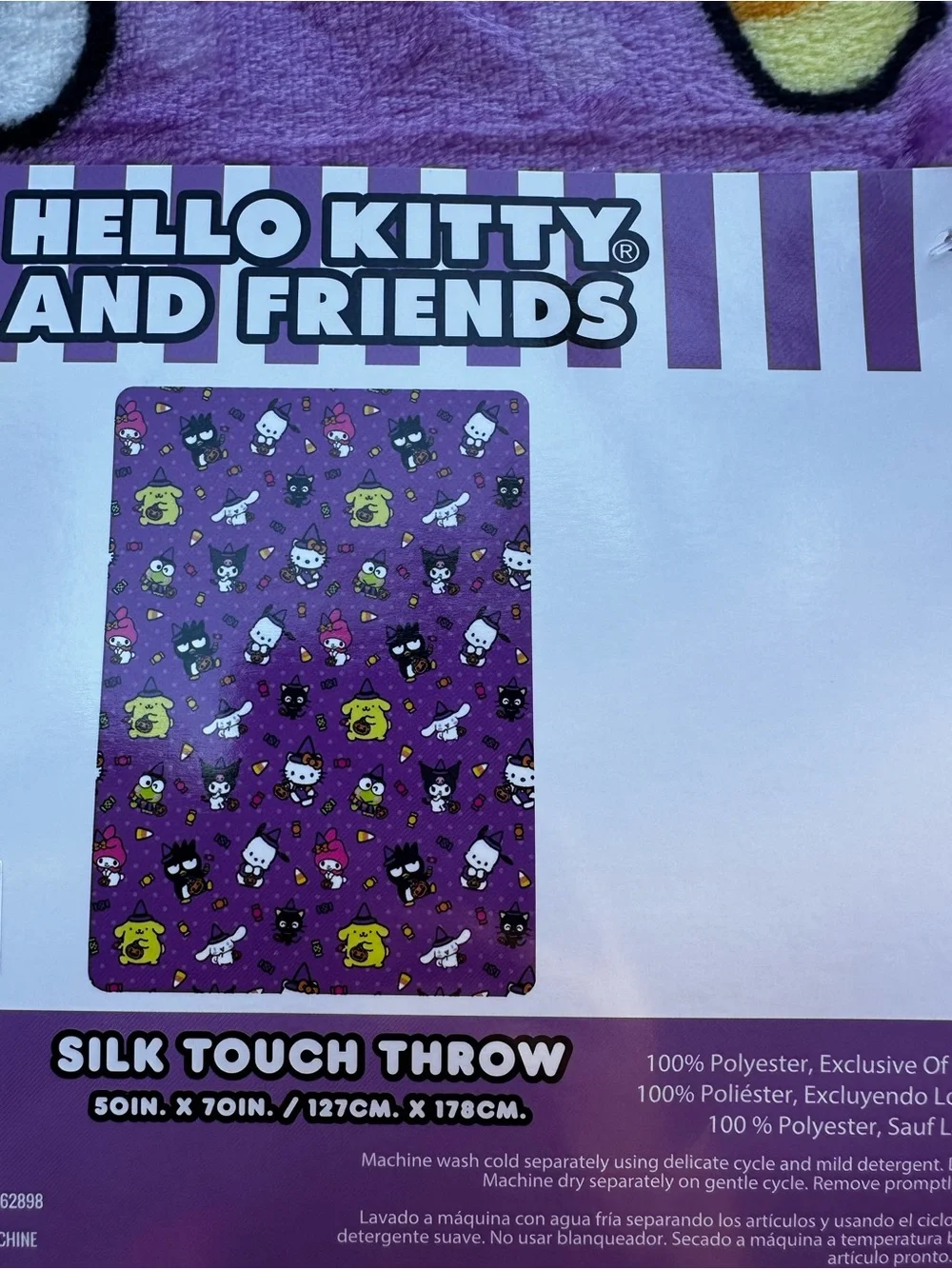 Let’s Get Spooky Hello Kitty & Friends Purple Halloween Plush Throw Blanket NWT